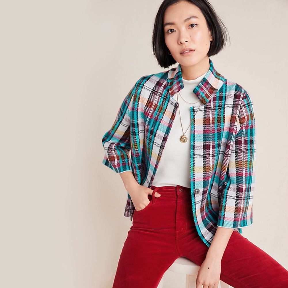 Anthropologie Multicolor Plaid Jacket